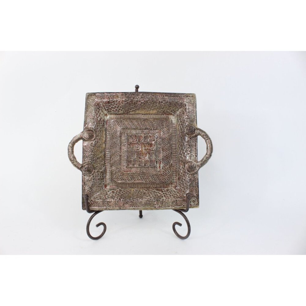 Signed Studio Pottery Square Tray by Lisa Tevia-Clark & James Clark – Late 20th